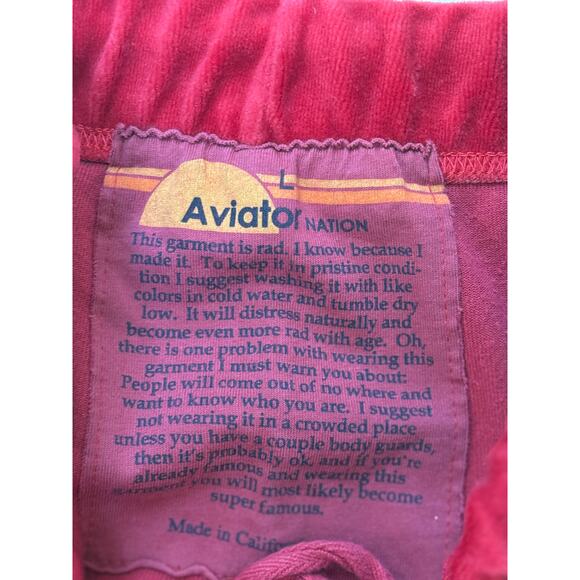 (L) Aviator Nation Wide Leg Velour Sweatpants Red Stripe RARE - Picture 5 of 7